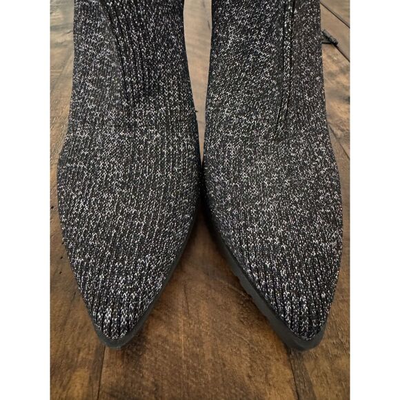 Black Metallic Knit Sock Booties NWOT - Picture 2 of 10
